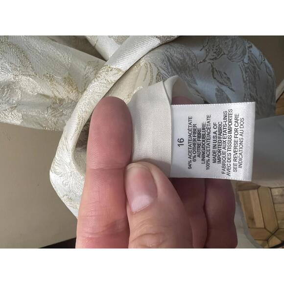 Talbots Dress and Matching Cropped Jacket Set Size 16 Ivory Gold Floral Brocade - Picture 10 of 13